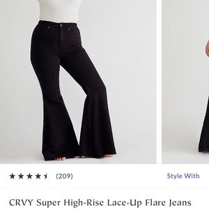 FP CURVY Super High Rise Lace Up Flare Jeans